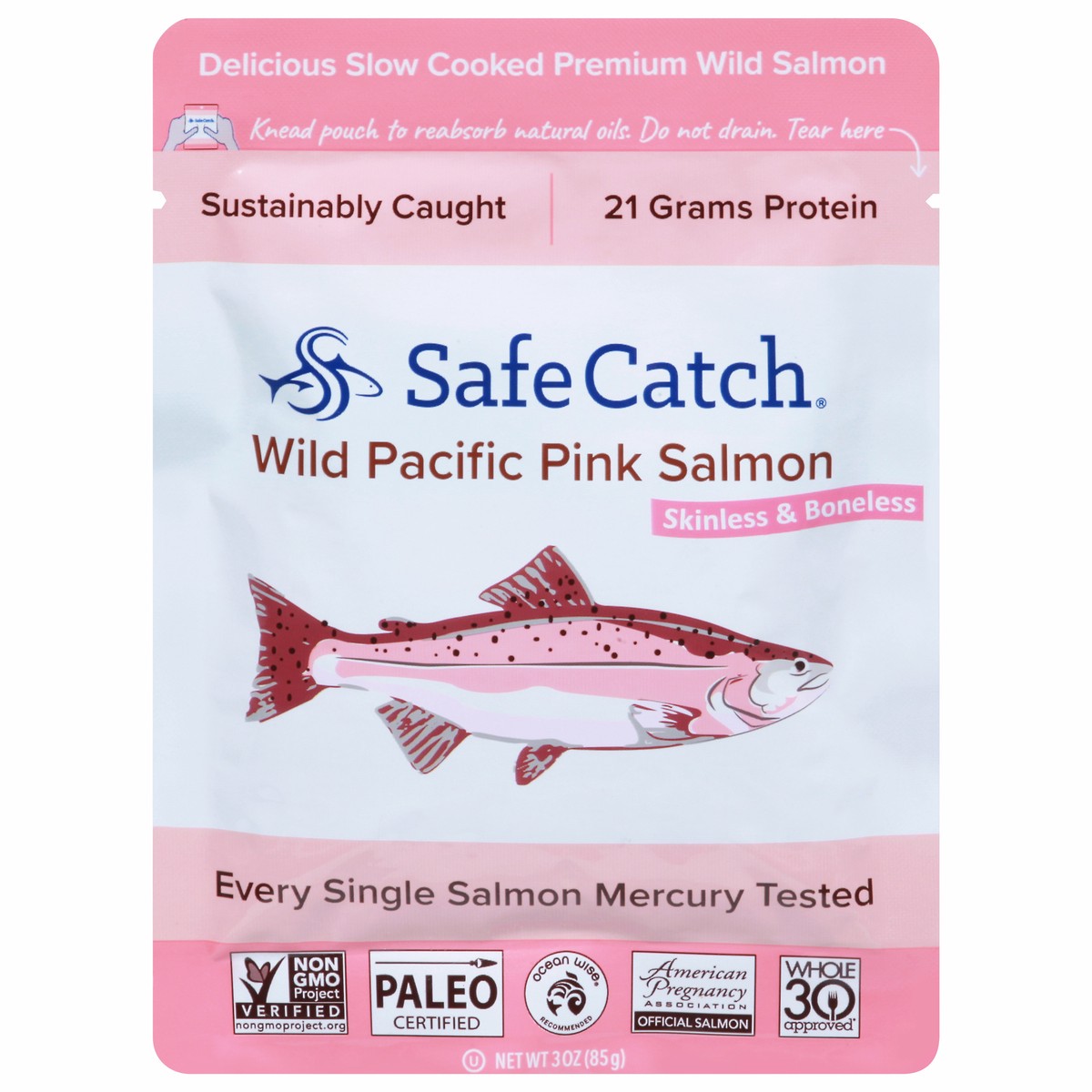 slide 1 of 9, Safe Catch Salmon Pink Pacific Wildcaught, 3 oz