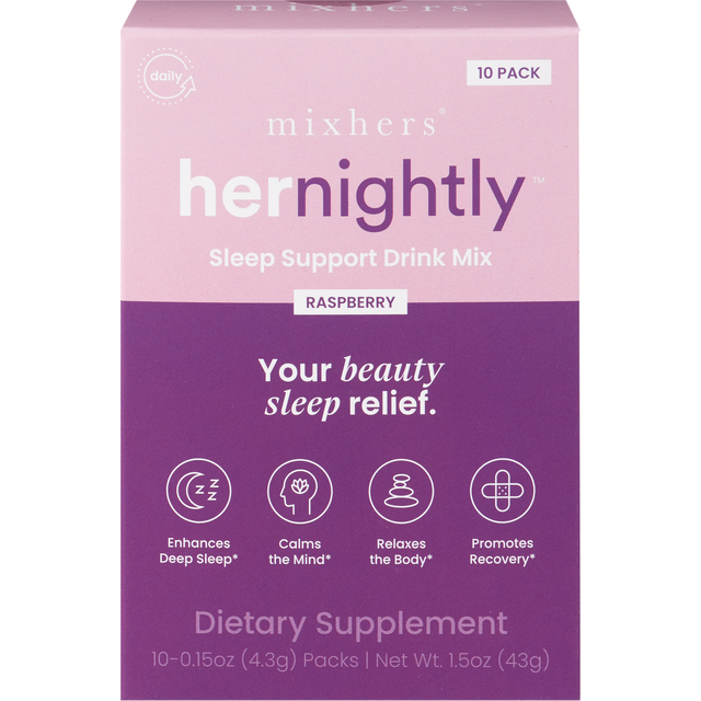 slide 1 of 1, Mixhers Her Nightly Raspberry Sleep Support Drink Mix Packs, 10 ct