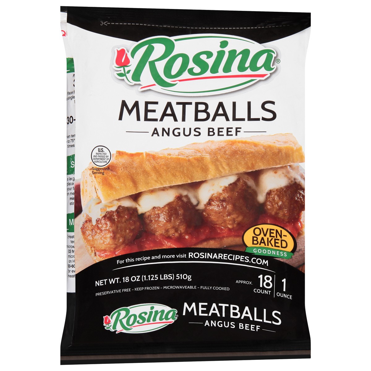 slide 6 of 9, Rosina Angus Beef Meatballs 18 oz, 18 oz