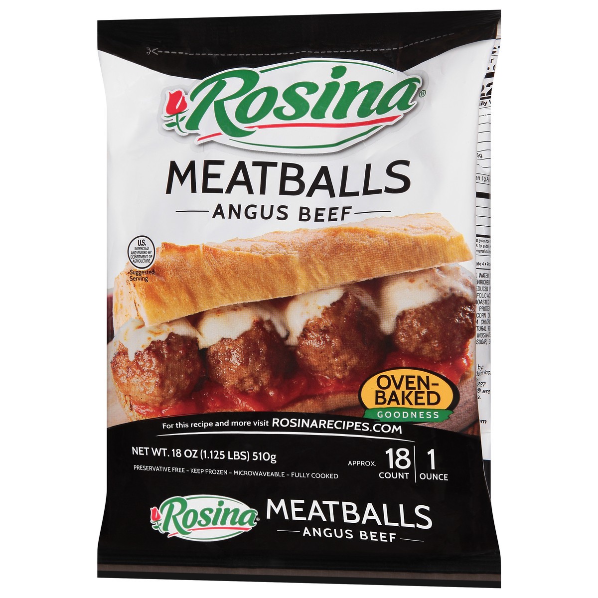 slide 5 of 9, Rosina Angus Beef Meatballs 18 oz, 18 oz