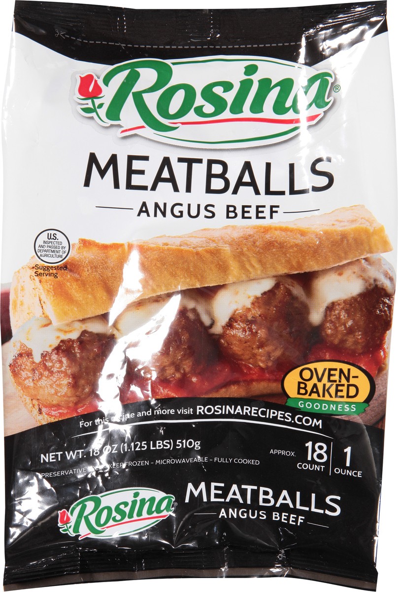 slide 7 of 9, Rosina Angus Beef Meatballs 18 oz, 18 oz