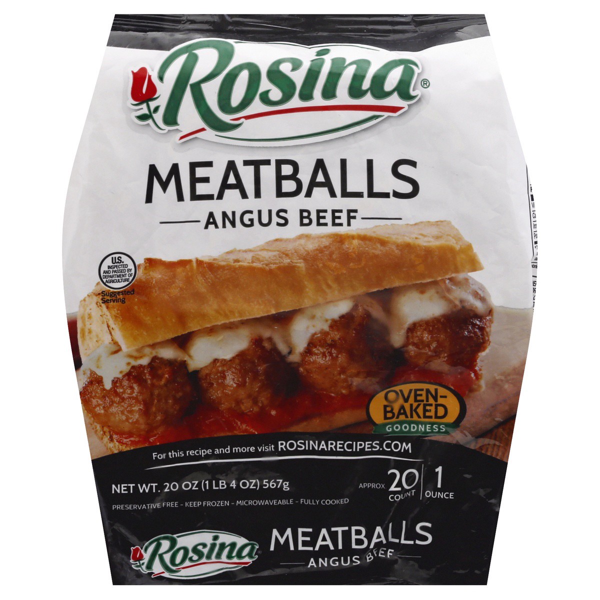 slide 1 of 9, Rosina Angus Beef Meatballs 18 oz, 18 oz