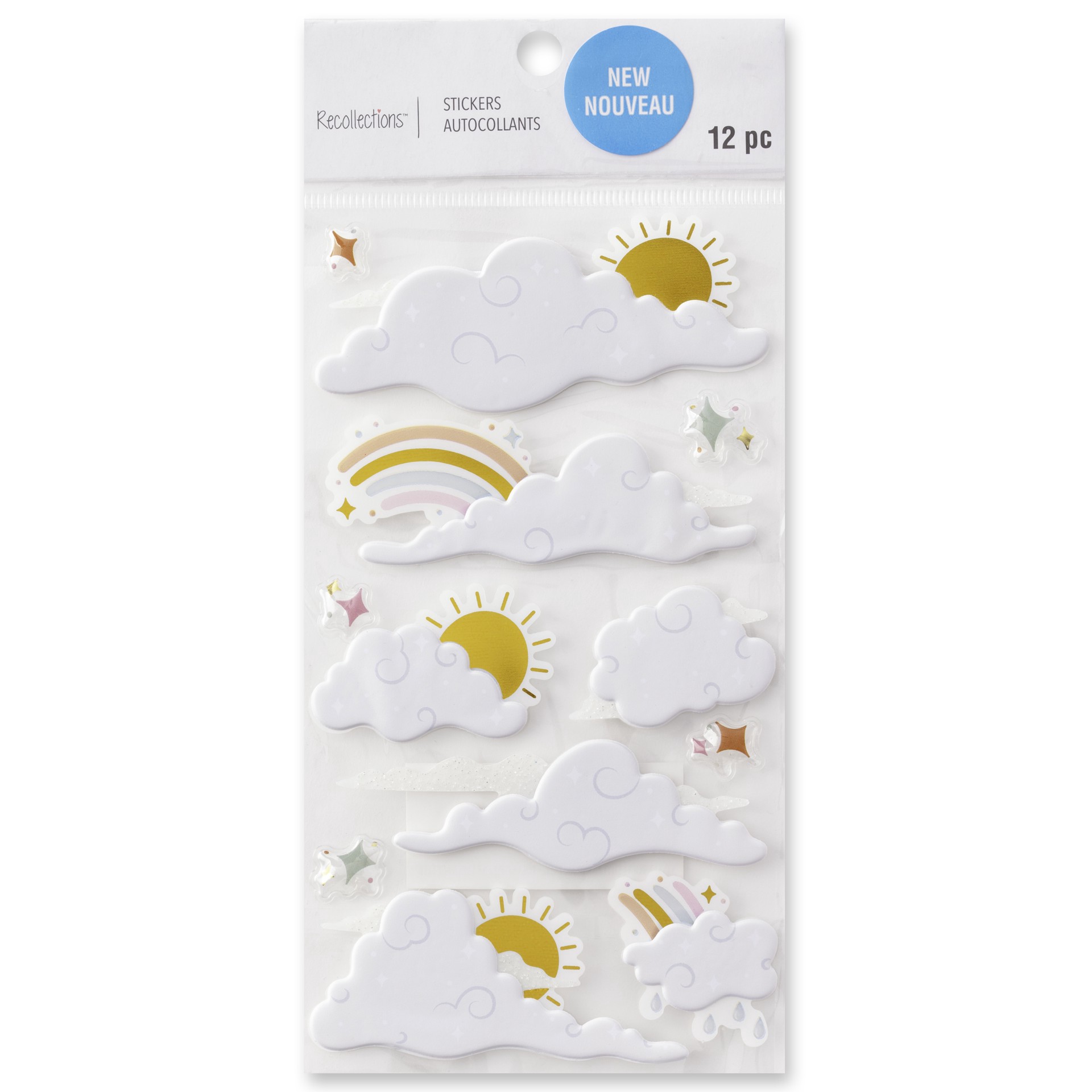 slide 4 of 4, Cloud & Rainbow Dimensional Stickers By Recollections, 4 in x 8.5 in