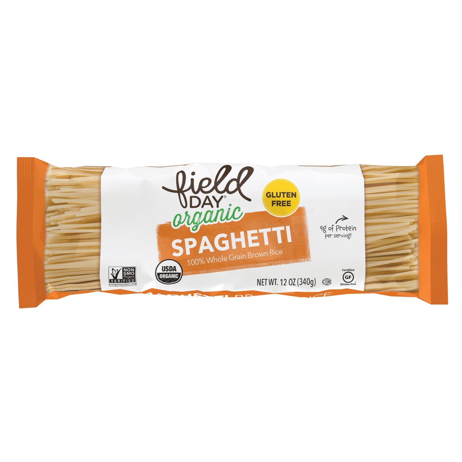 slide 1 of 1, Field Day Pasta - Organic - Brown Rice - Spaghetti, 12 oz