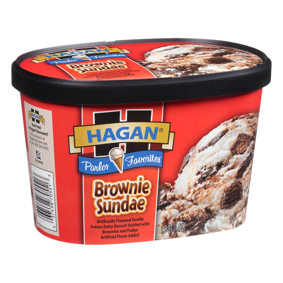 slide 5 of 10, Hagan Parlor Favorites Brownie Sundae Ice Cream 1.5 qt, 1.5 qt