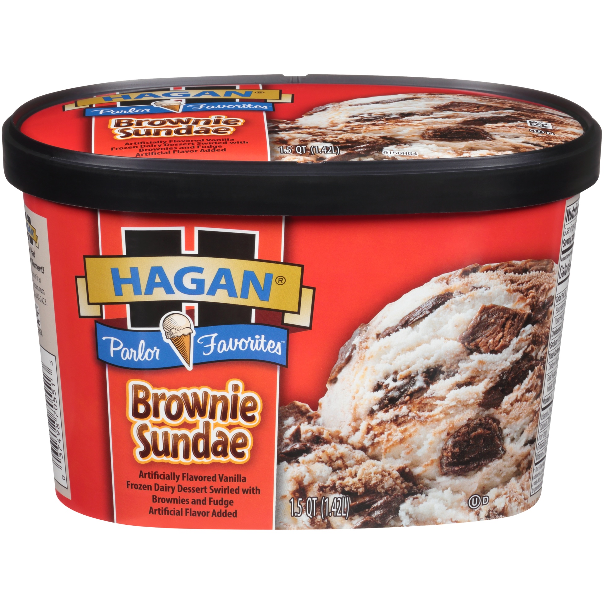 slide 1 of 7, Hagan Vanilla Brownie Sundae Frozen Dairy Dessert, 1.5 qt