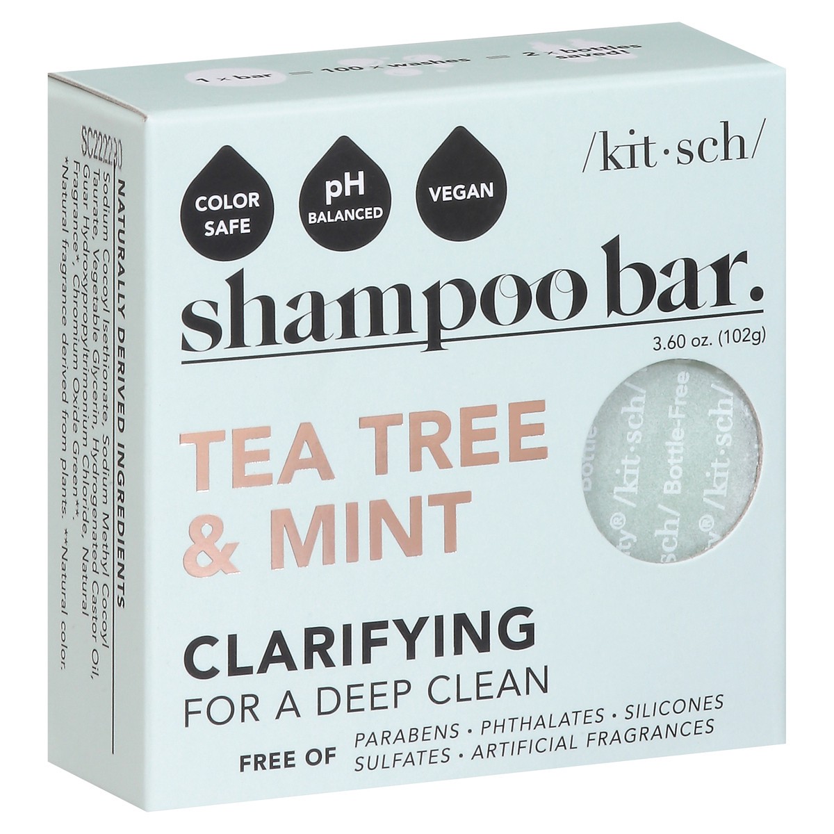 slide 4 of 9, Kitsch Clarifying Solid Tea Tree & Mint Shampoo 3.2 oz, 3.2 oz