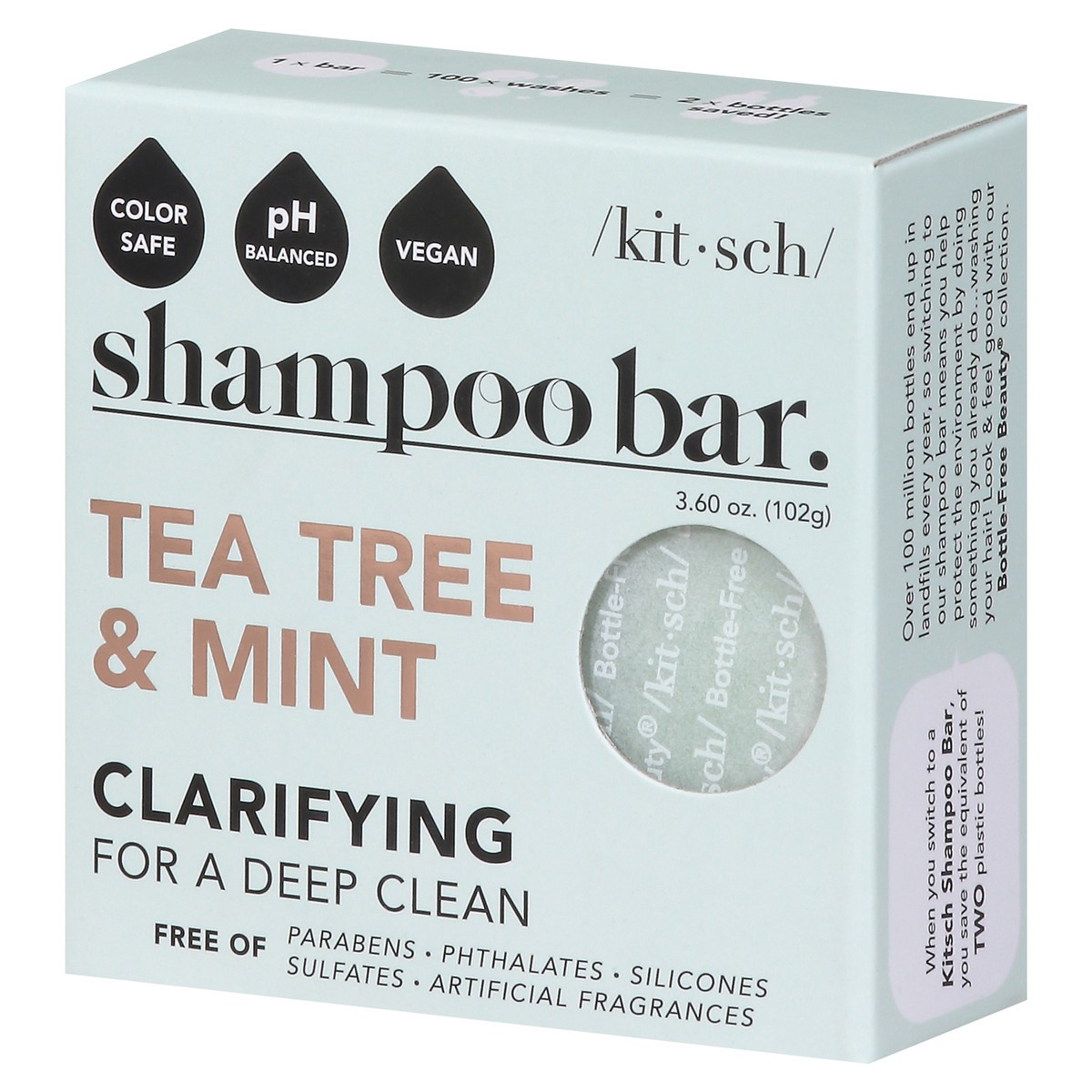 slide 2 of 9, Kitsch Clarifying Solid Tea Tree & Mint Shampoo 3.2 oz, 3.2 oz