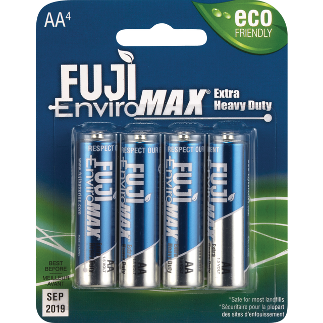 slide 1 of 1, Fuji EnvironMax Fuji EnviroMax Extra Heavy Duty AA Battery, 4 ct