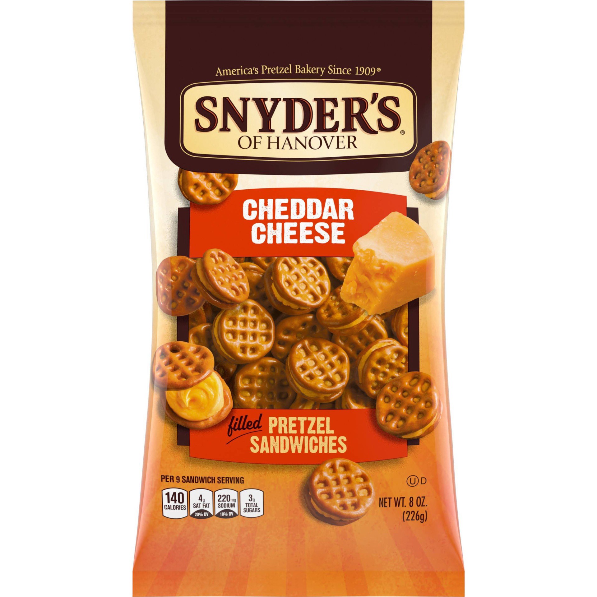 slide 1 of 5, Snyder's of Hanover Pretzel Sandwiches Cheddar Cheese, 8 oz