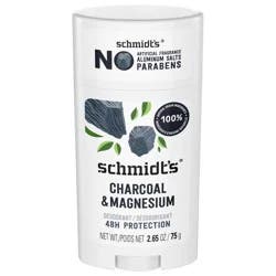 Schmidt's Aluminum-Free Vegan Deodorant Charcoal & Magnesium with 24 Hour Odor Protection,, 2.65 oz
