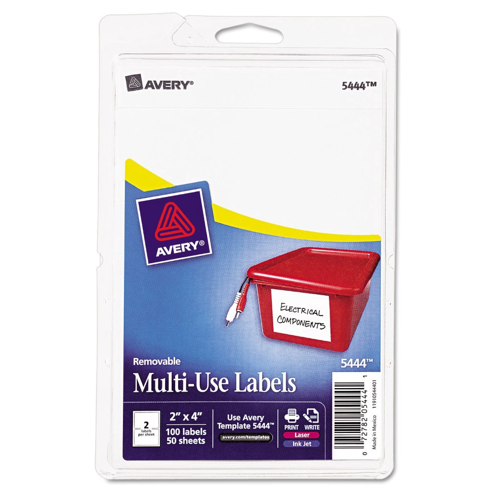 slide 1 of 4, Avery Removable Multi-Use Labels, 100 ct; 2 in x 4 in