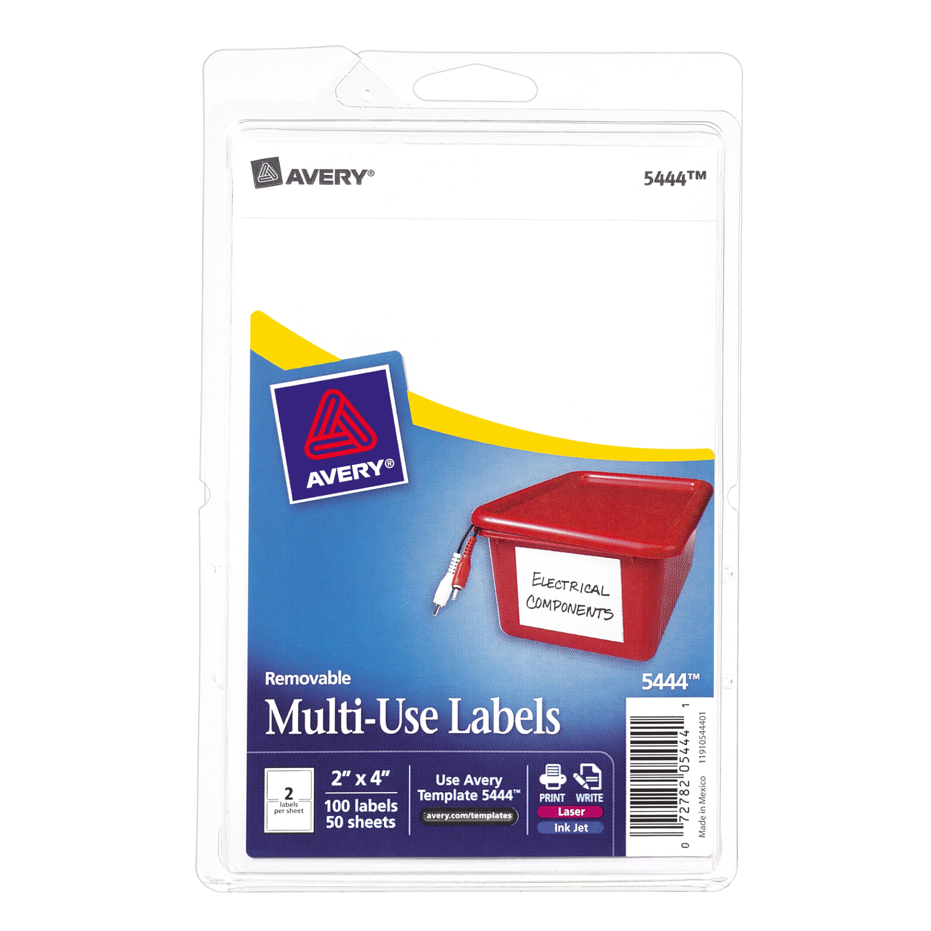 slide 1 of 1, Avery Removable Multi-Use Labels, 100 ct; 2 in x 4 in