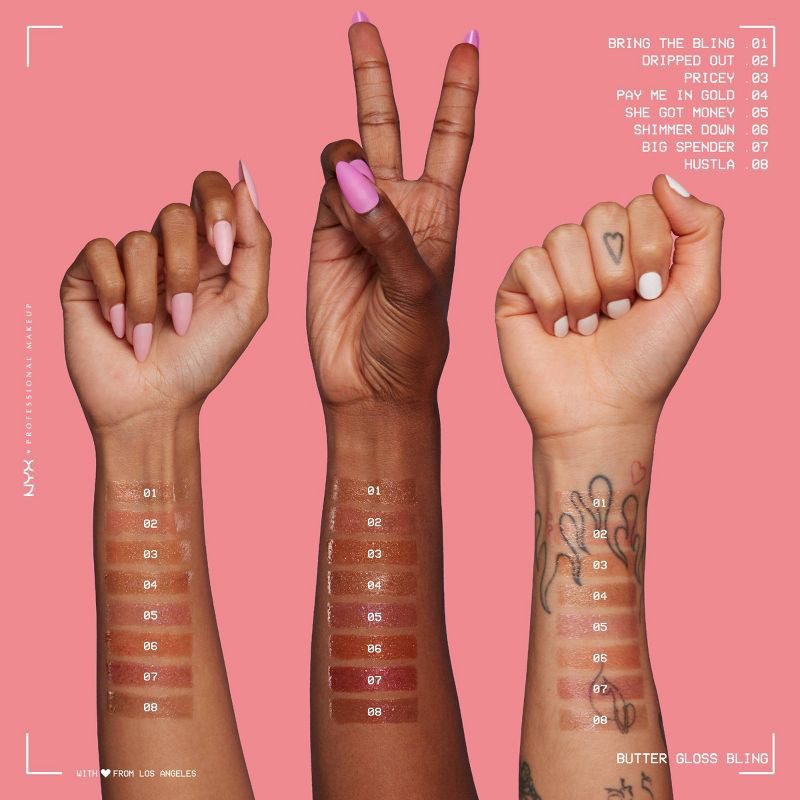 slide 6 of 9, NYX Professional Makeup Butter Gloss Bling Non Sticky Lip Gloss - 07 Big Spender - 0.27 fl oz, 0.27 fl oz