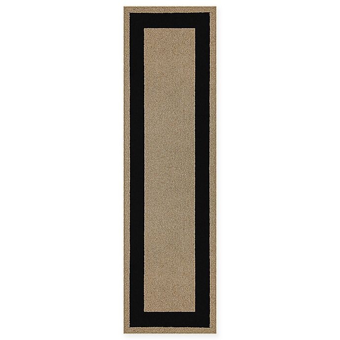 slide 1 of 8, Maples Classic Border Tufted Runner - Black/Camel, 2 ft x 7 ft