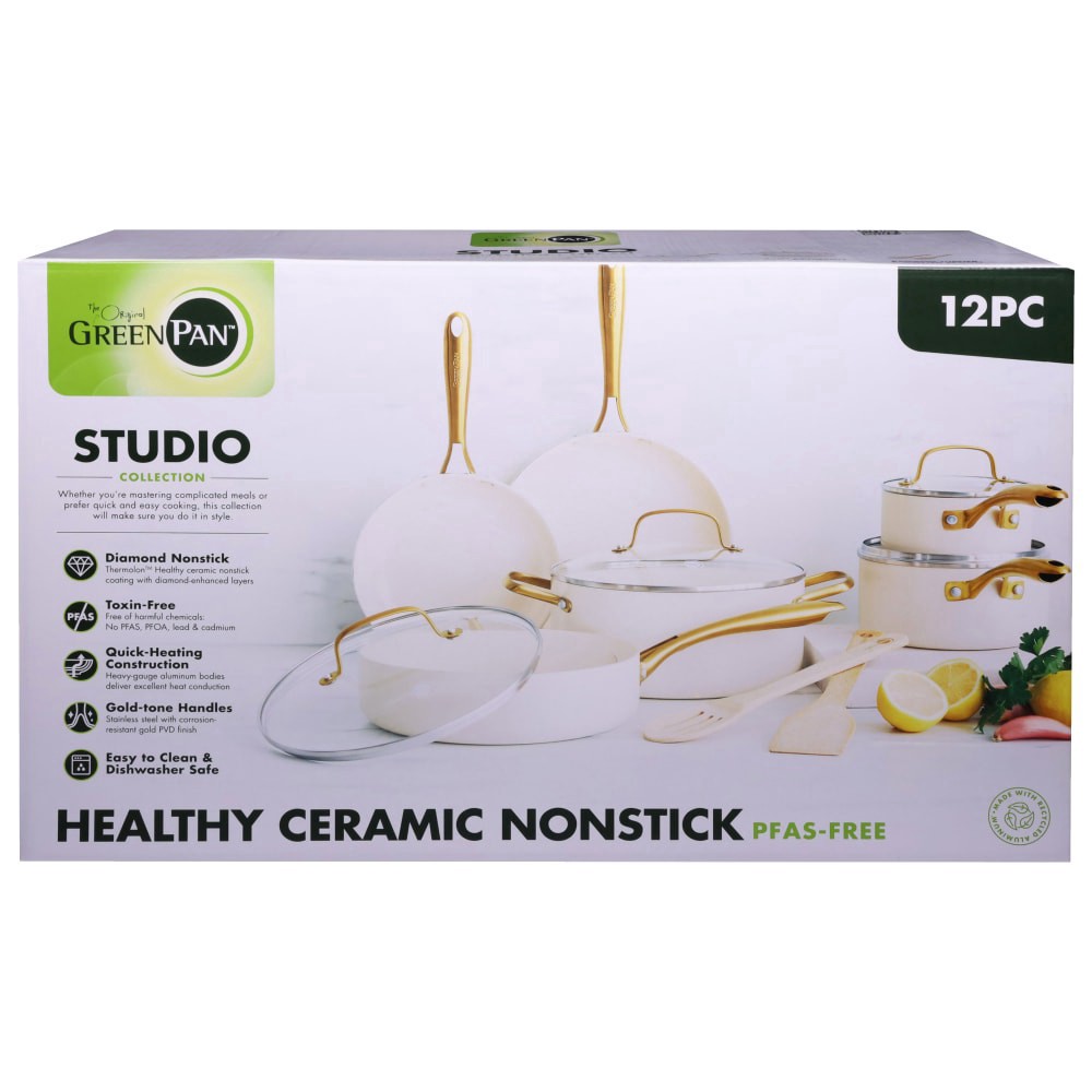 slide 5 of 5, GreenPan Studio Ceramic Non-Stick Cookware Set - Linen, 10 ct