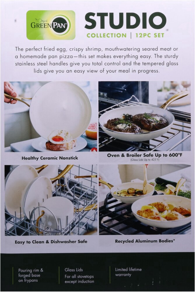 slide 4 of 5, GreenPan Studio Ceramic Non-Stick Cookware Set - Linen, 10 ct