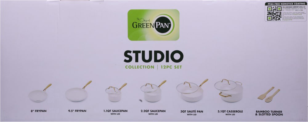 slide 3 of 5, GreenPan Studio Ceramic Non-Stick Cookware Set - Linen, 10 ct