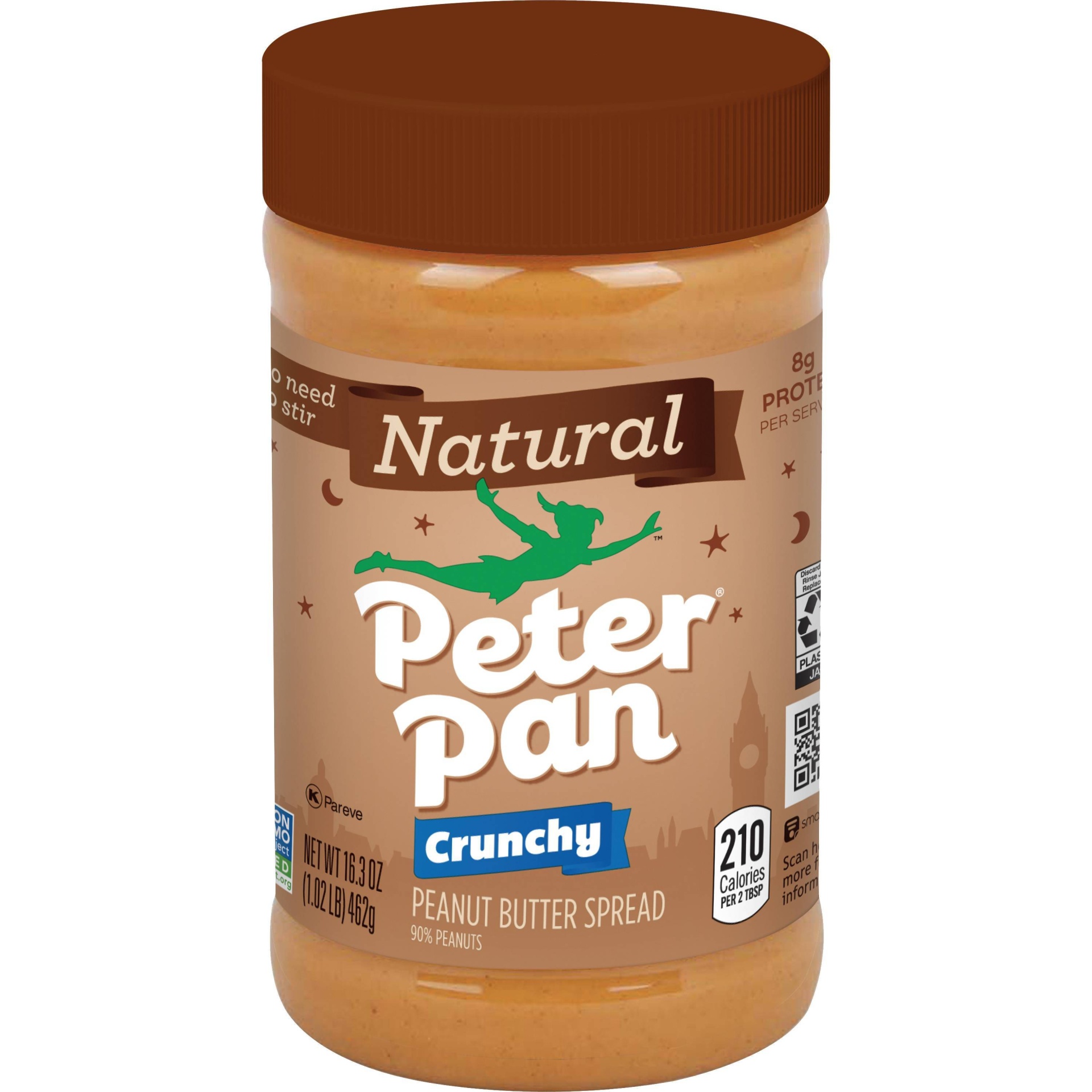 slide 1 of 1, Peter Pan Natural Crunchy Peanut Butter, 16.3 oz