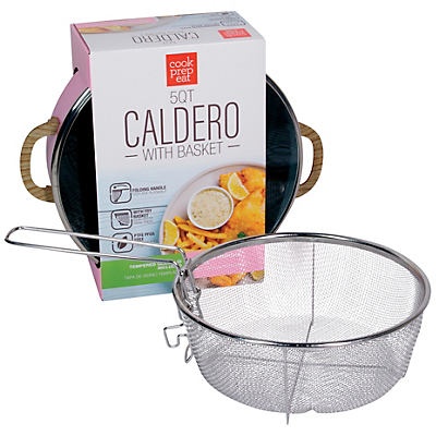 slide 1 of 1, Cook Prep Eat Pink Nonstick Caldero with Basket & Glass Lid, 5 qt