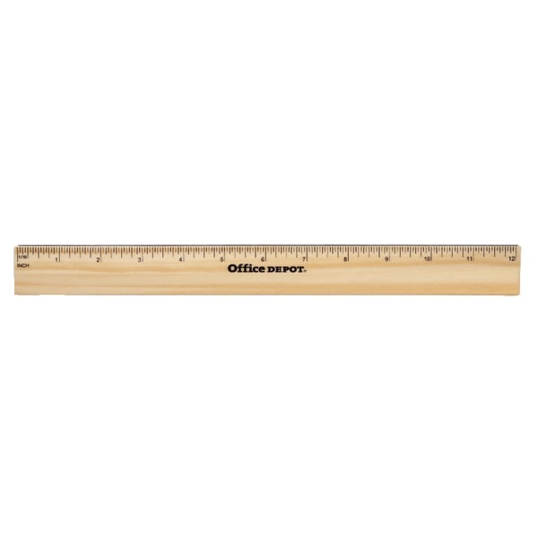 slide 1 of 1, Office Depot Brand Wood Metal-Edge Ruler, 12'', 1 ct