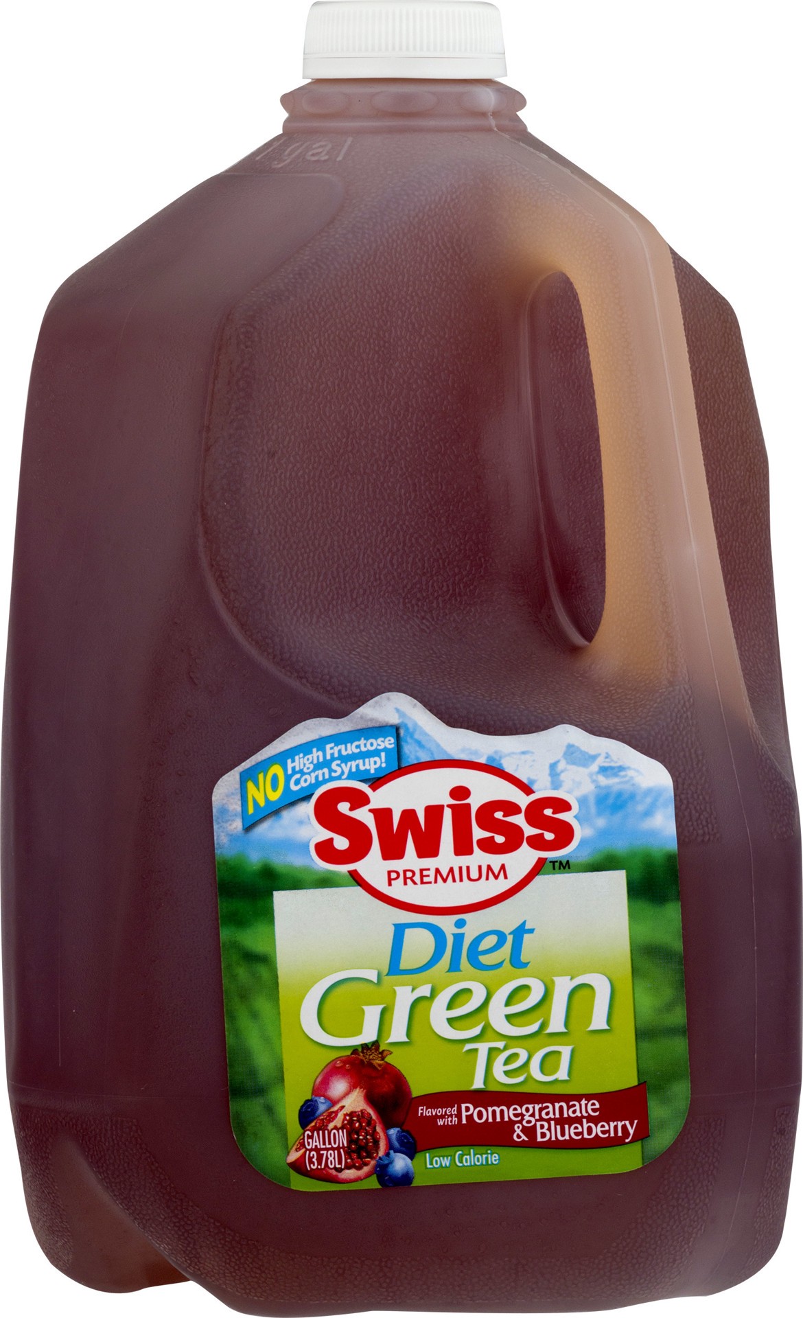 slide 1 of 4, Swiss Premium Diet Green Tea with Pomegranate & Blueberry - 1 Gallon Plastic Jug - 1 gal, 4 qt