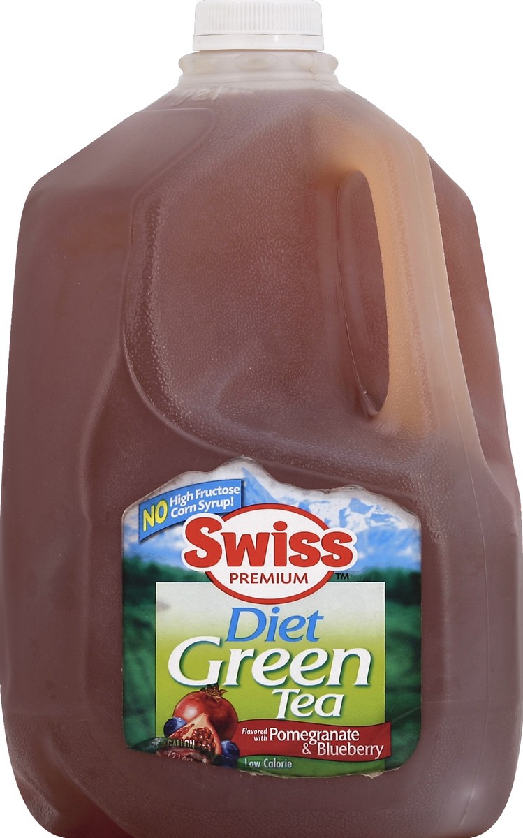 slide 4 of 4, Swiss Premium Diet Green Tea with Pomegranate & Blueberry - 1 Gallon Plastic Jug - 1 gal, 4 qt