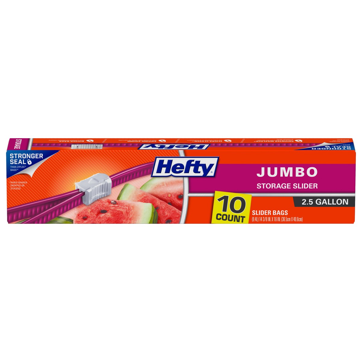 slide 1 of 10, Hefty 2.5 Gallon Jumbo Storage Slider Bags 10 ea, 0.47 lb