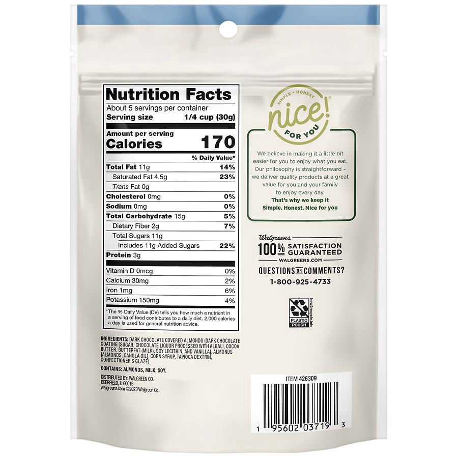 slide 3 of 5, Nice! Premium Almonds Dark Chocolate, 5 oz