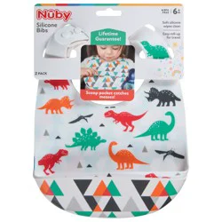 Nuby Silicone Baby Bibs Dinosaur 6+ Months
