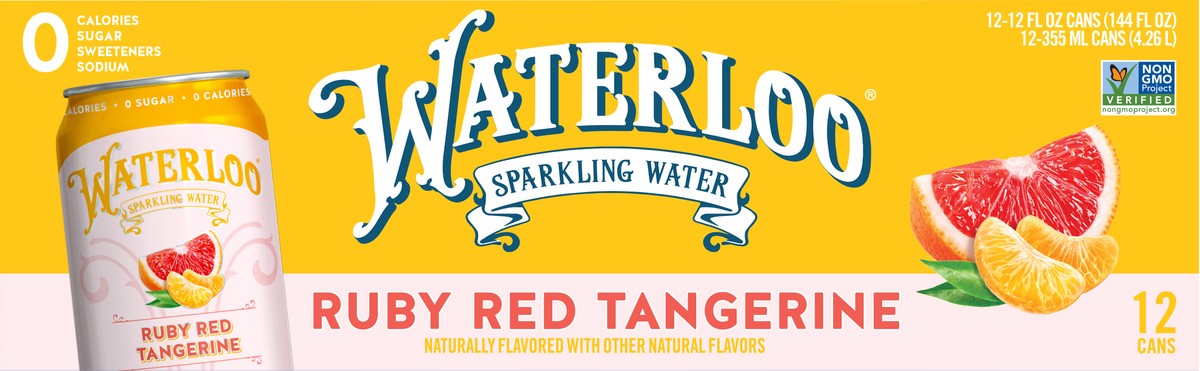slide 3 of 8, Waterloo Sparkling Water, Ruby Red Tangerine, 12pk, 12 ct; 12 fl oz