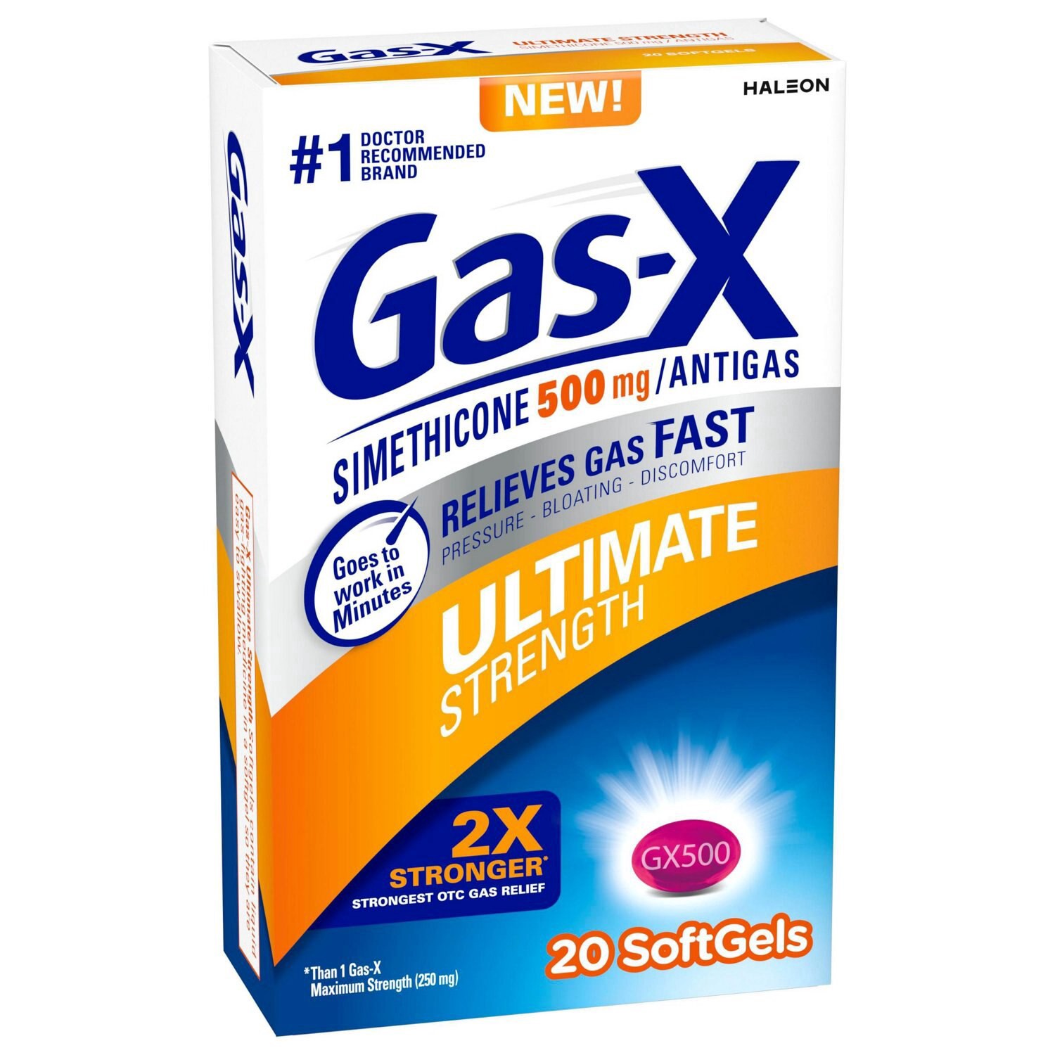 slide 3 of 8, Gas-X Ultimate Strength Gas Relief Softgels with Simethicone 500 mg, 20 ct