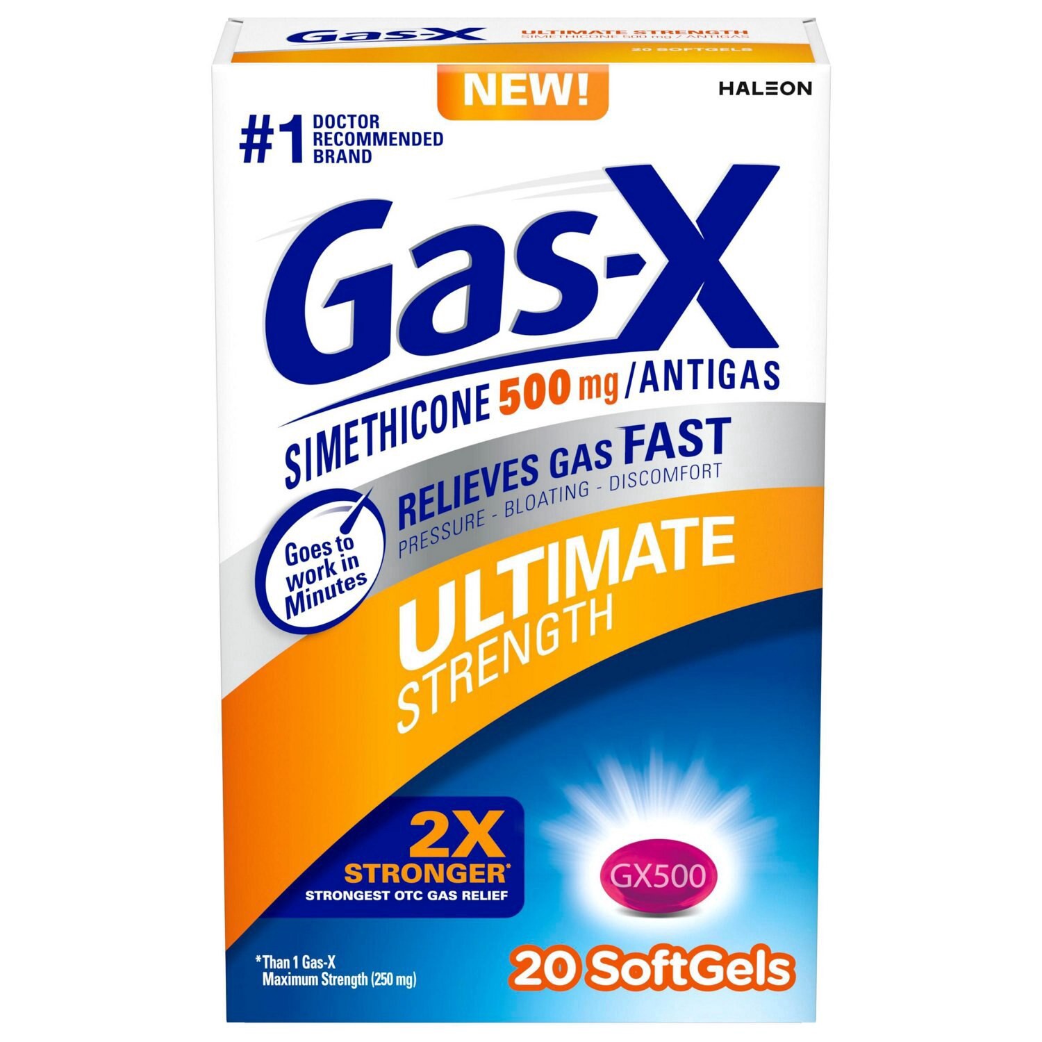 slide 1 of 8, Gas-X Ultimate Strength Gas Relief Softgels with Simethicone 500 mg, 20 ct