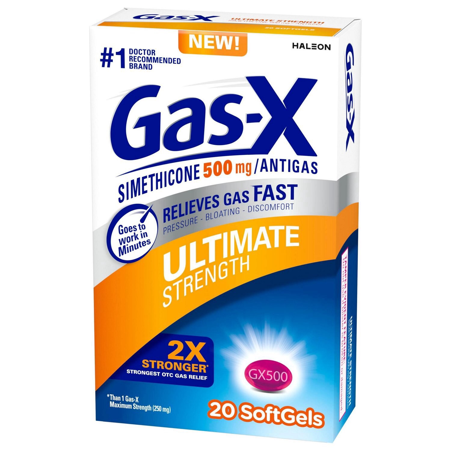 slide 7 of 8, Gas-X Ultimate Strength Gas Relief Softgels with Simethicone 500 mg, 20 ct