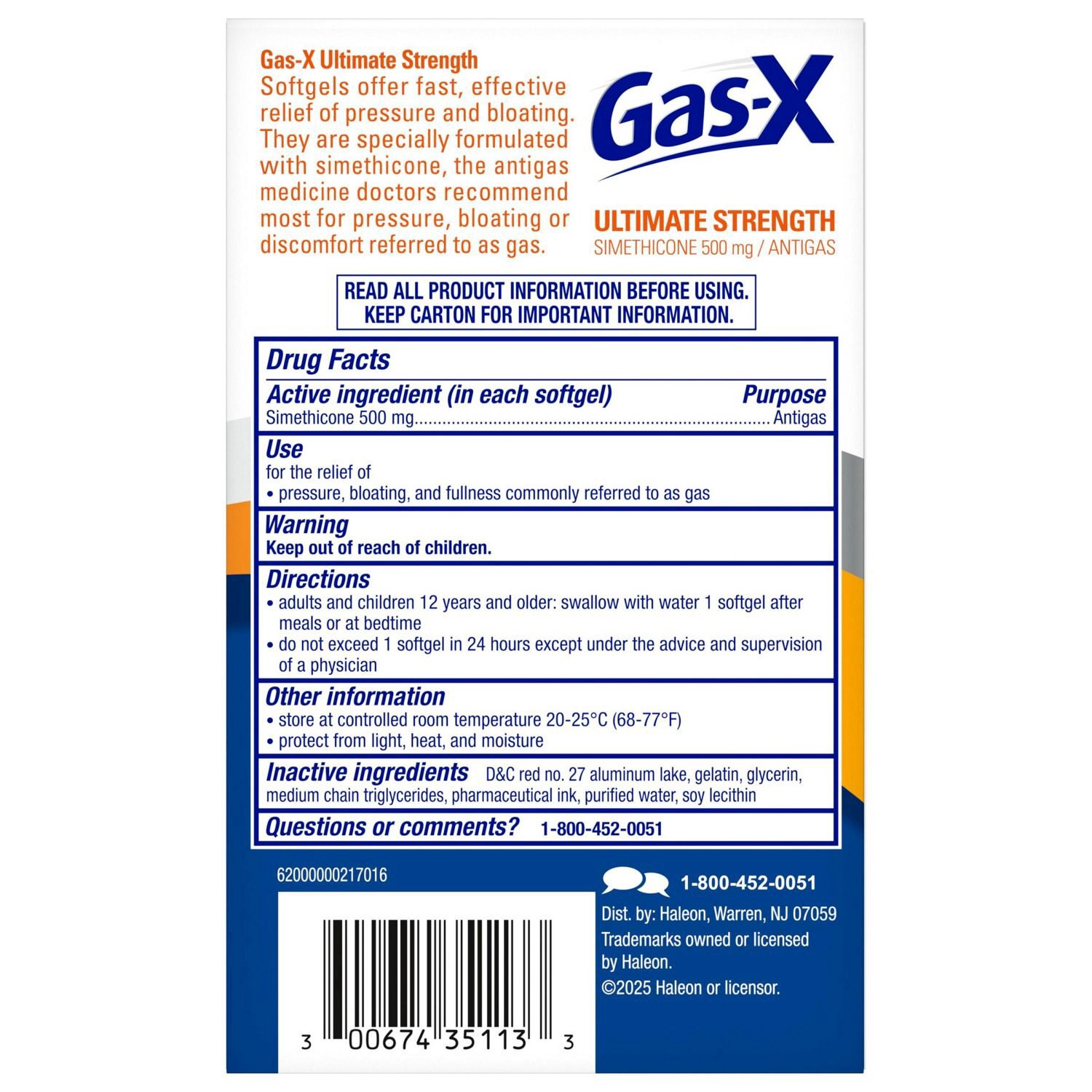 slide 4 of 8, Gas-X Ultimate Strength Gas Relief Softgels with Simethicone 500 mg, 20 ct