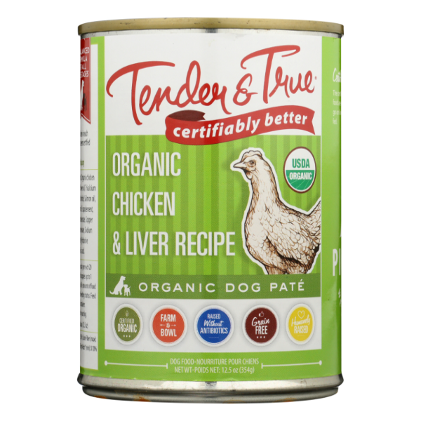 slide 1 of 1, Tender & True Org Chicken/Liver Dog Pate, 