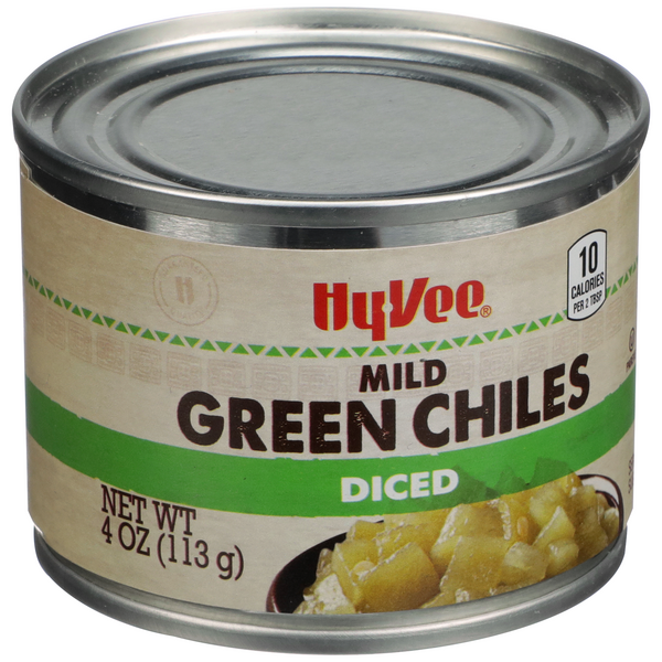 slide 1 of 1, Hy-vee Mild Diced Green Chiles - 4 oz, 4 oz