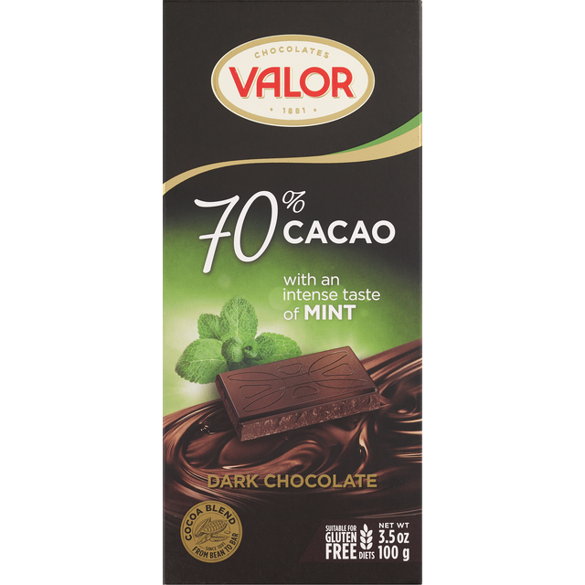 slide 1 of 1, Valor Dark Chocolate with Mint Bar, 3.5 oz