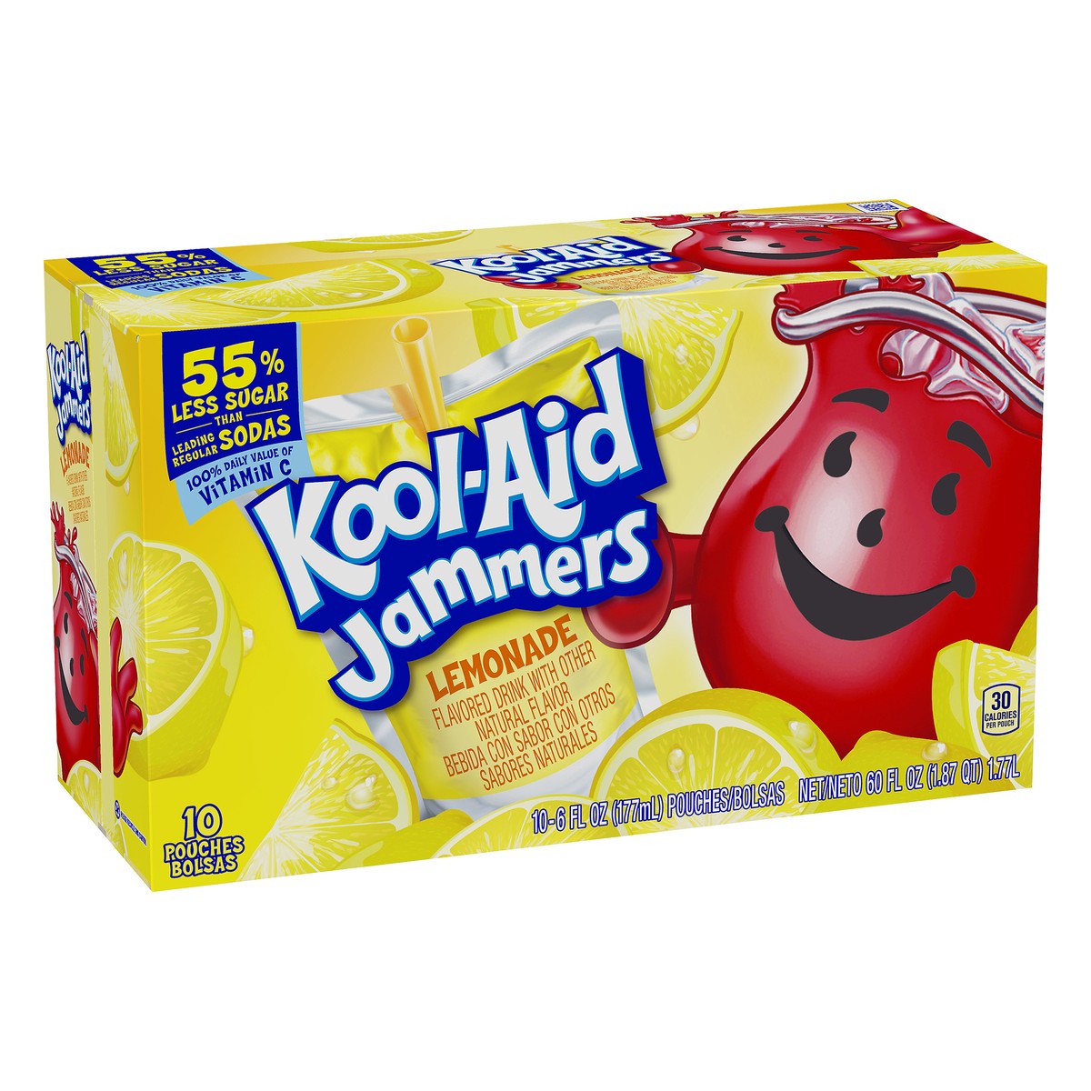 slide 7 of 10, Kool-Aid Jammers Lemonade Naturally Flavored Soft Drink, 10 ct Box, 6 fl oz Pouches, 10 ct