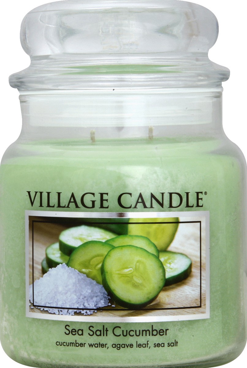 slide 2 of 3, Village Candle Candle Sea Salt Cucumber 16 Ounce - Each, 1 ct