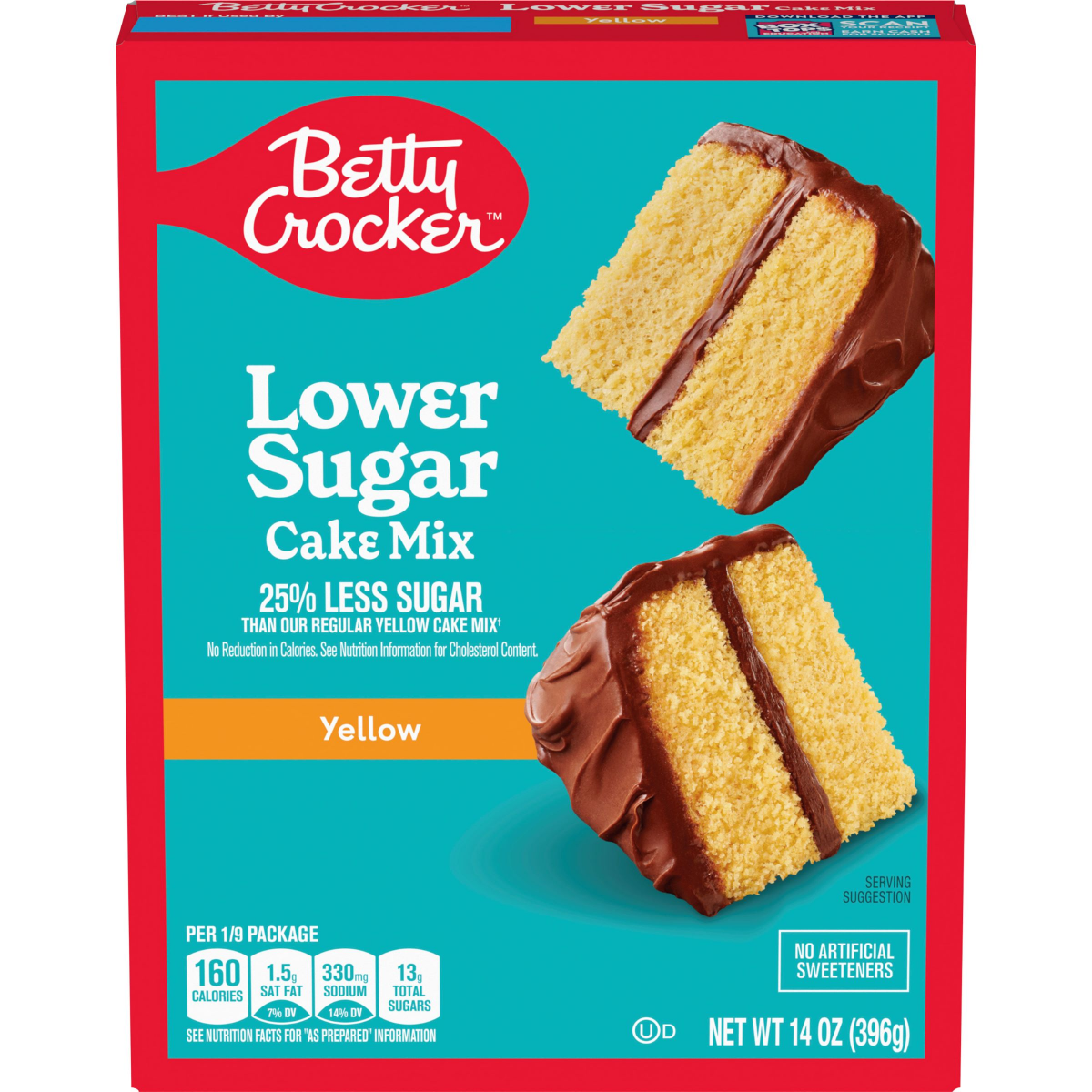 slide 1 of 17, Betty Crocker Lower Sugar Yellow Cake Mix, No Artificial Sweeteners, 14 oz, 14 oz