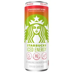 Starbucks Strawberry Kiwi Iced Energy Zero Sugar Sparkling Energy Drink 12 fl oz