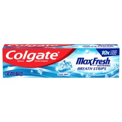 Colgate Max Fresh Whitening With Breath Strips Cool Mint Toothpaste