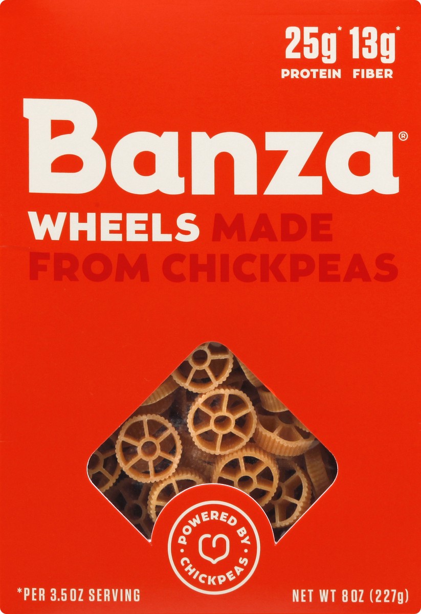 slide 1 of 9, Banza Chickpea Wheels Pasta, 8 oz