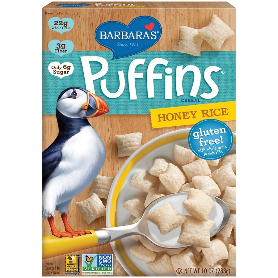 slide 1 of 8, Barbara's Gluten Free Honey Rice Puffin Cereal, 10 oz