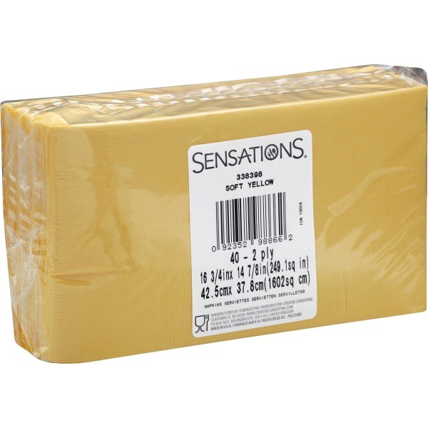 slide 1 of 1, Sensations Napkins, Soft Yellow, 2-Ply, 40 ct