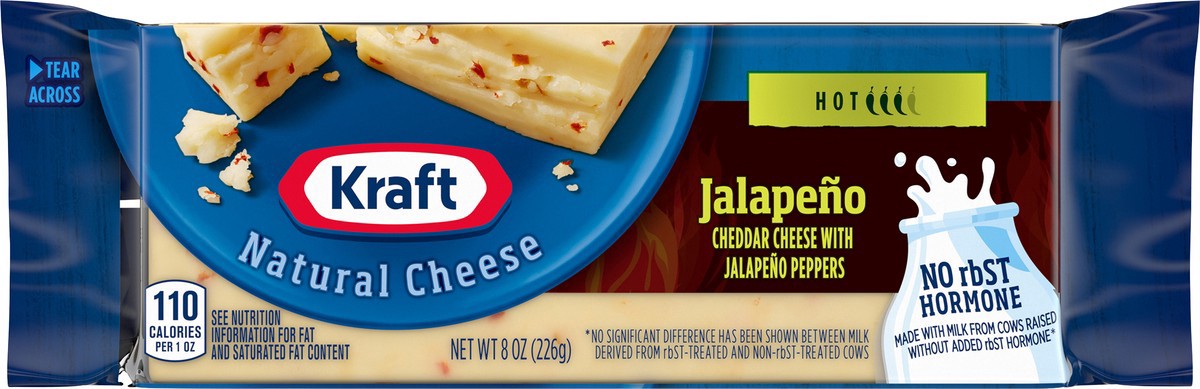 slide 5 of 16, Kraft Jalapeno Cheddar Cheese with Hot Jalapeno Peppers, 8 oz Block, 8 oz