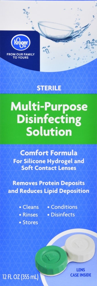 slide 1 of 1, Kroger Multi-Purpose Disinfecting Lens Solution, 12 fl oz
