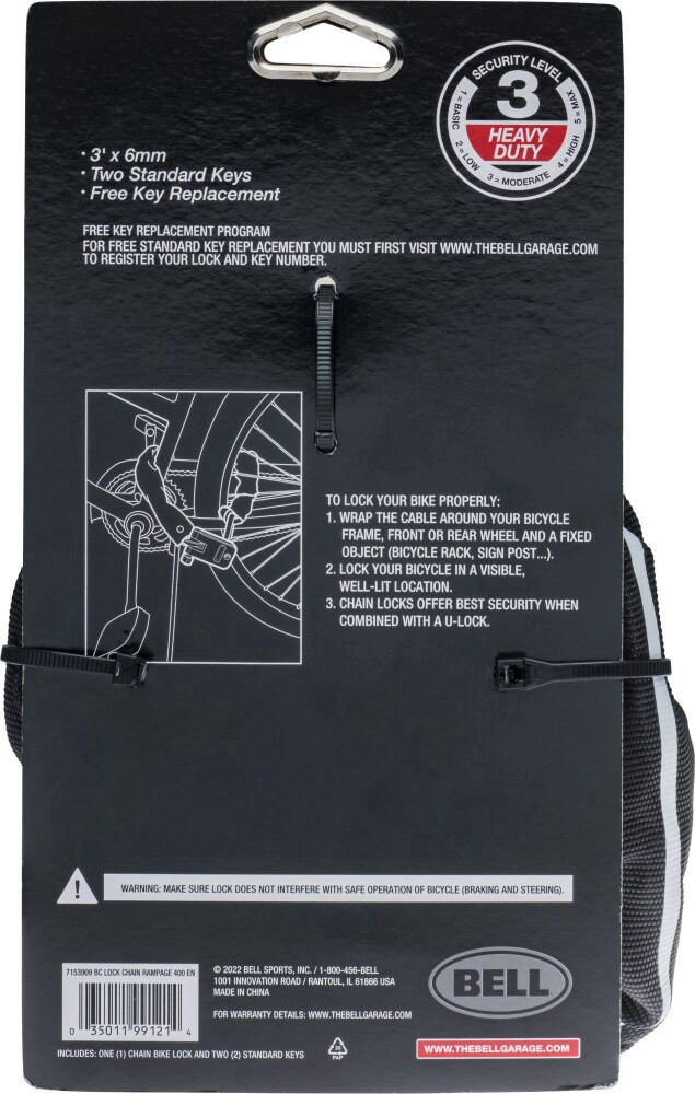 slide 3 of 3, Bell Rampage 400 Heavy Duty Chain Lock, 3 in