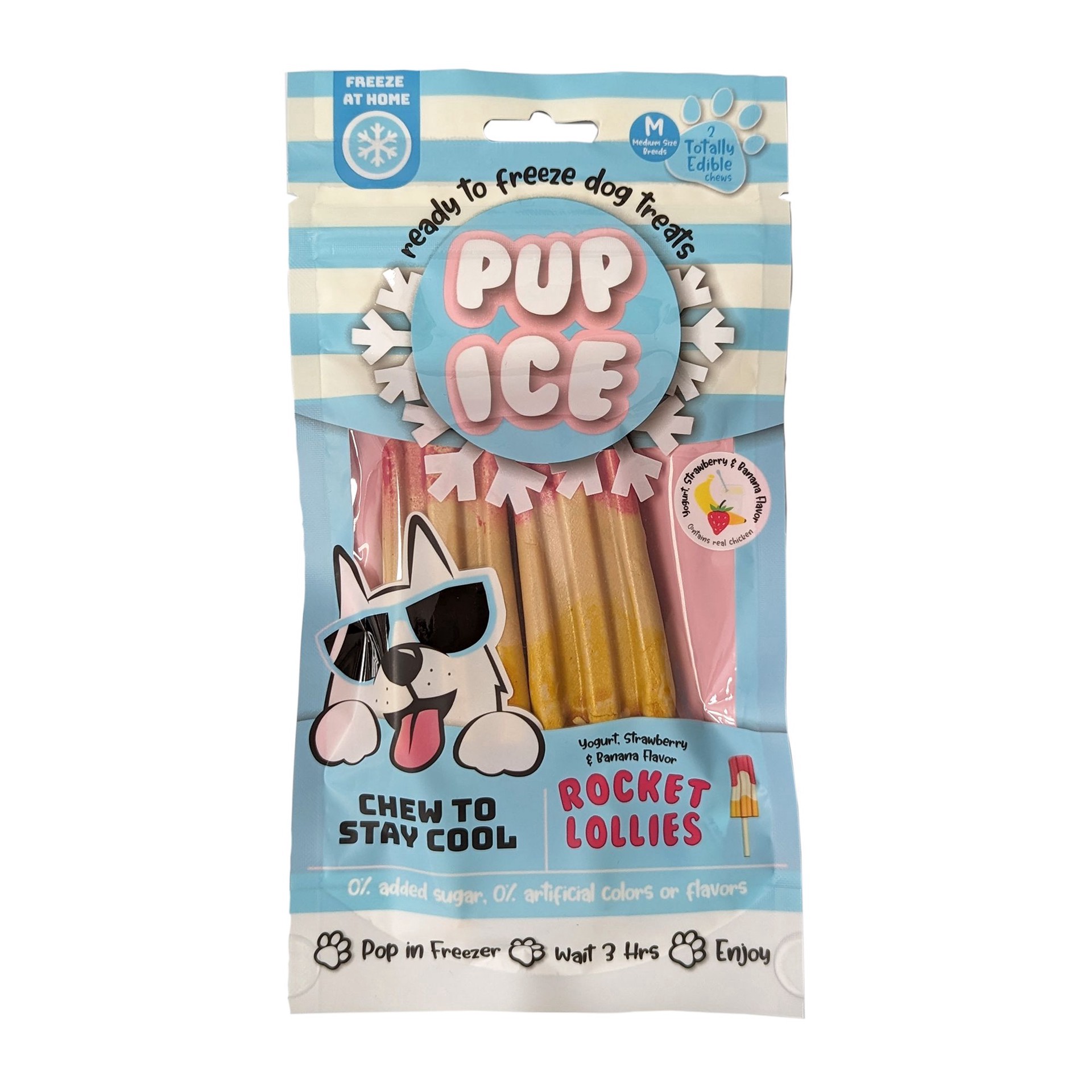 slide 1 of 1, Pup Ice Strawberry Banana Rocket Dog Treat 2 Counr 3 Oz, 3 oz